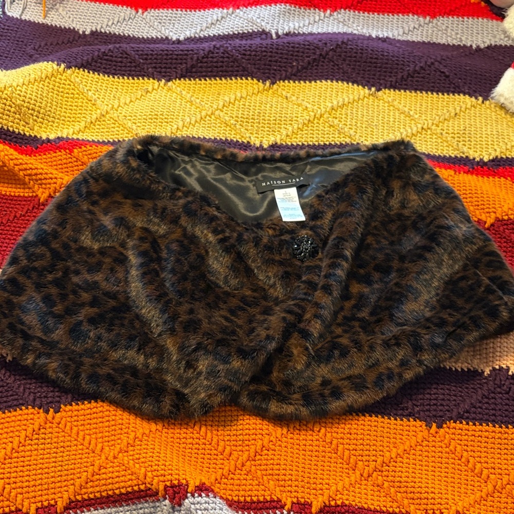 Faux Fur Brown Leopard Stole